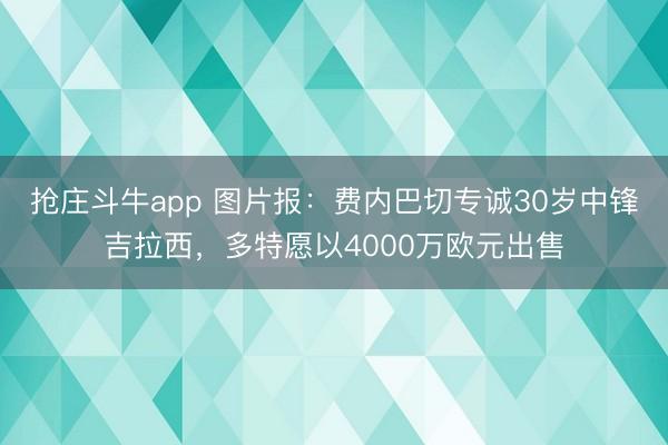 抢庄斗牛app 图片报:费内巴切专诚30岁中锋吉拉西,多特愿以4000万欧元出售