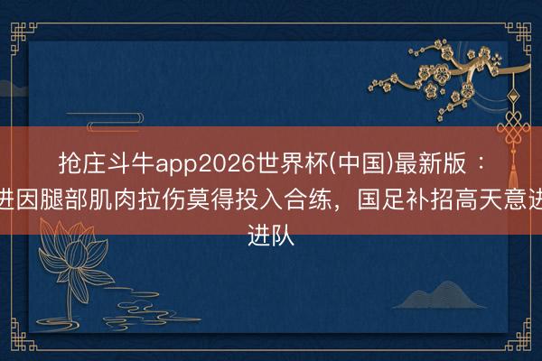 抢庄斗牛app2026世界杯(中国)最新版 ：程进因腿部肌肉拉伤莫得投入合练，国足补招高天意进队